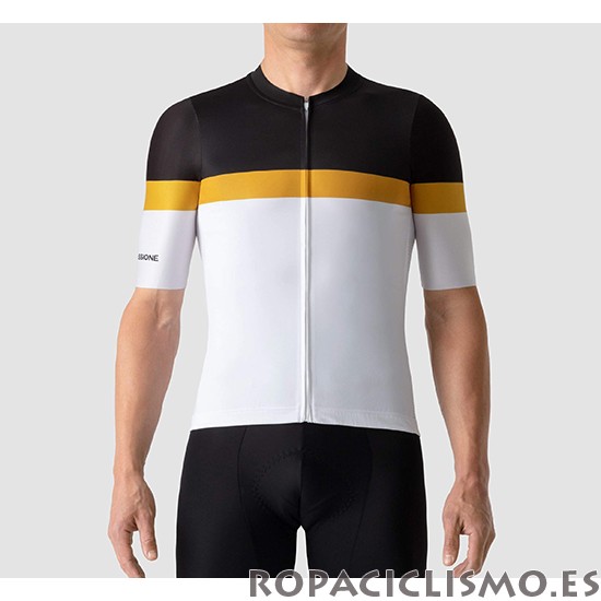 2019 Maillot La Passione Tirantes Mangas Cortas Negro Amarillo Blanco